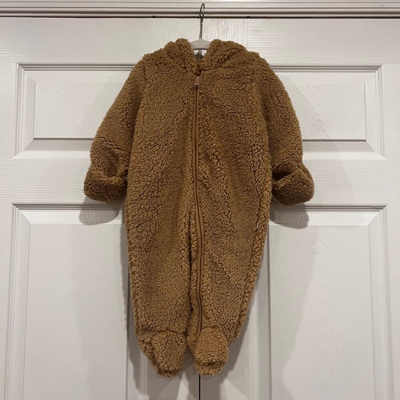 GAP Other - GAP BabyGAP Teddy Sherpa One-Piece Tan Unisex 6-12 Months Snowsuit Winter Hooded